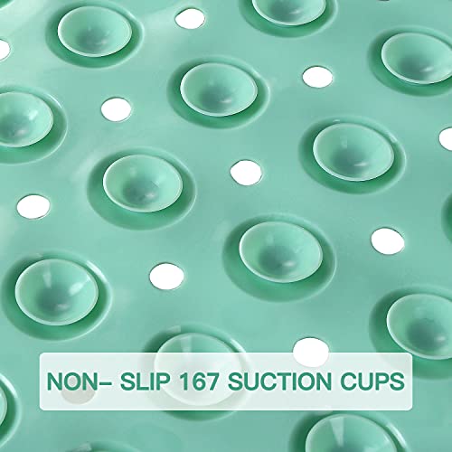Yinenn Bath Tub Shower Stall Mats 31X15.5 Inch Non-Slip And Latex Free, Bathtub Mat With Suction Cups, Machine Washable Bathroom Mats With Drain Holes (Light Green) #TOP2