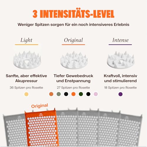 ShaktiMat [Das Original seit 2007] Akupressurmatte zur Entspannung für Rücken, Nacken, Füße, Ethische Handarbeit, GOTS-zertifizierte Bio-Baumwolle, Orange 4