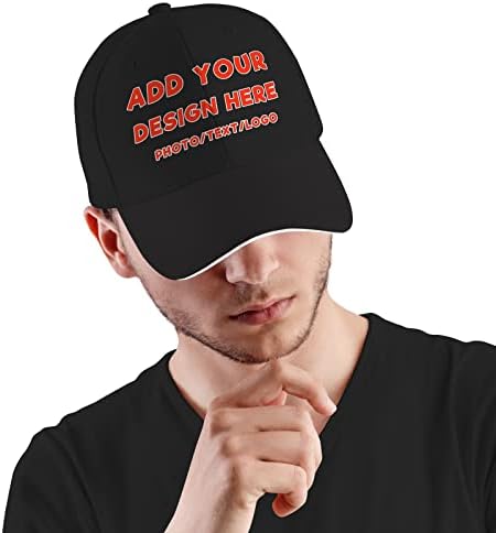 Custom Hat Your Design Here, Personalized Hats for Men and Women, Customized Dad Snapback Baseball Hat for Outdoor Activities Black