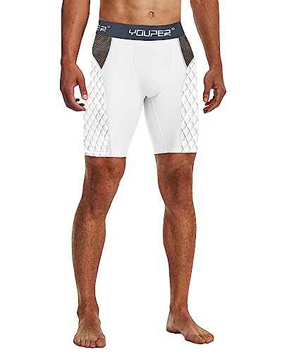 Youper Adult Elite Compression Padded Sliding Shorts W/Soft Athletic Cup For Baseball, Football (White, Small) #TOP2