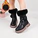 Fuzzy Winter Warm Ankle Boots for Girls:Fashion Fleece Side Zipper Pull on Hiking Wedding Party Dress Shoes Footwear（Size13,Black