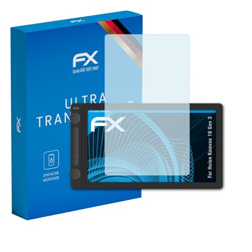 Película protectora Huion Kamvas 16 Gen 3 atFoliX ultra clara contra rayones cotidianos
