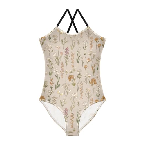 Spring Flower Girls One Piece Swimsuits Summer Quick Dry Beach Bathing Suit