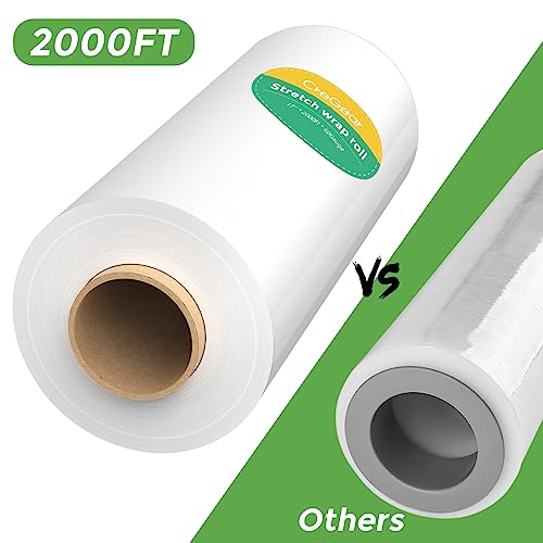 Cregear Stretch Wrap Film, (2000 Ft X17"X60 Gauge) Shrink Wrap Roll, Heavy Duty Moving Wrap, Industrial Strength Clear Cling Plastic Wrap For Moving Wrapping Furniture Plastic Roll & Pallet Wrap #TOP1