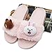LJJYF Chaussures pour la Douche,Automne Et Hiver Pantoufles antidérapant Maison Dessin animé poupée en Peluche Coton Pantoufle Femme intérieure et extérieure Tongs-Pink_bear-EU36