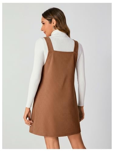 Image of Milumia Women V Neck Corduroy Overall Dress 2026 Spring Mini Pinafore Jumper Dress
