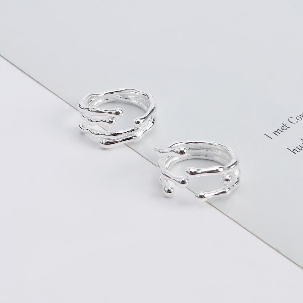 Leadigol 2PCS Irregular Ring Opening Ring Simple Personality Ring Geometric Shape Branches Hollow Rings Gifts for Women Birthday Christmas