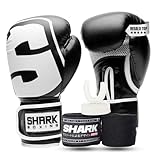Pack Guantes de Boxeo, Vendas de Boxeo y Bucal | Regalo para Boxeadores (Negro, 10oz)