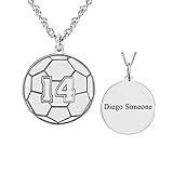 Personalisierte Fußball-Ball-Halskette Benutzerdefinierte Basketball-Fußball-Softball-Halskette Sport NBA Fan European Cup Schmuck (Silber Farbe, Sterling-Silber)