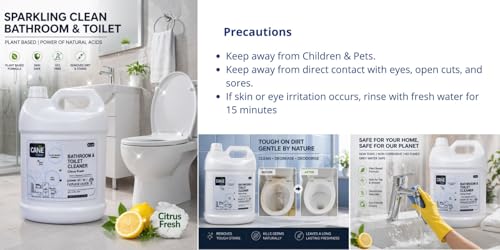 Image of Bathroom & Toilet Cleaner | Citrus Fresh Scent | Eco-Friendly, Plant-Based & Biodegradable Formula | Non-Toxic, Acid-Free Stain Remover for Taps, Tiles, Showers & Toilet Bowls (5 L)