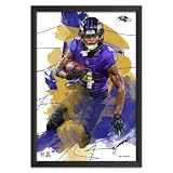 NFL Baltimore Ravens Zay Flowers Brush Stroke Framed Art | 14x20 In