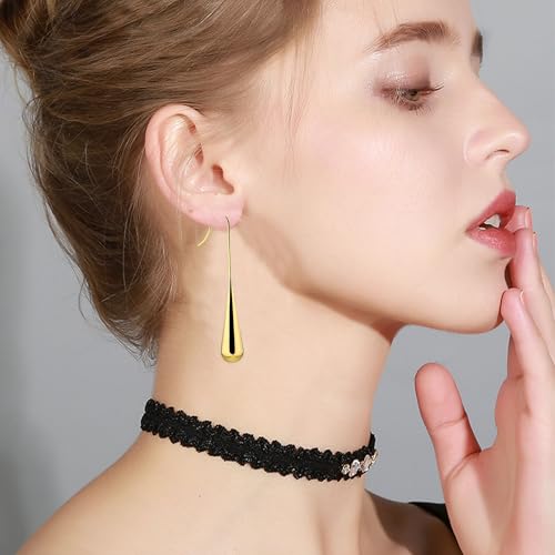 Long Gold Earrings Dangle Drop For Women Fashion Simple Teardrop Big Earrings3