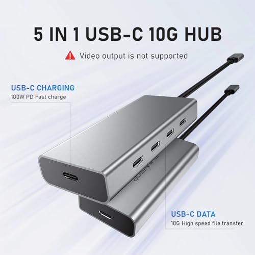 Image of 5 Port USB C Hub 10Gbps for Laptop, USB C Hub Power Delivery with 100W PD (Not Support Monitor) USBC to USBC Hub Multiport Adapter for MacBook Pro, Chromebook, iMac, XPS