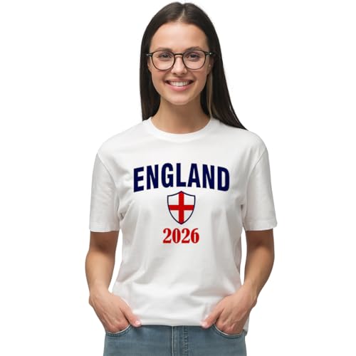 Hoolaroo England White Football Shirt T-Shirt 2026 Football Top Men Women S