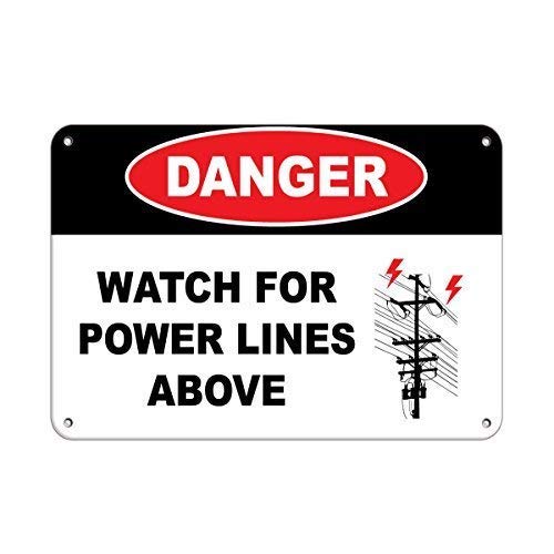 Warning Sign Danger Watch for Power Lines Above Hazard Labels Business 12X8 Inches Aluminum Metal Tin
