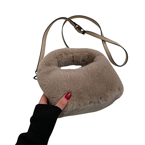 Sac carré pelucheux camel au design doux et minimaliste