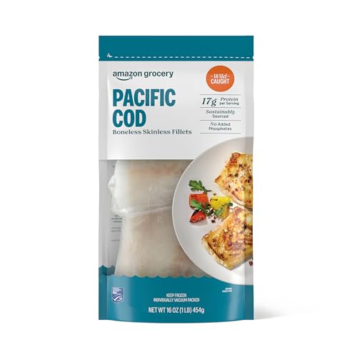 Amazon Grocery, Wild Caught Pacific Cod, Boneless Skinless Fillets, 16 oz (Previously Amazon Fresh, Packaging May Vary)