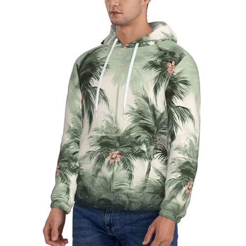 Men's Fleece Pullover Hoodie Long Sleeve Hooded Tropical Palm Trees Sweatshirt Casual Shirts With Pockets3