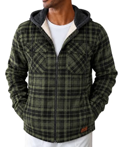 Men's Flannel Jacket Vintage Plaid Zip Up Sherpa Lined Fleece Coat - image 1