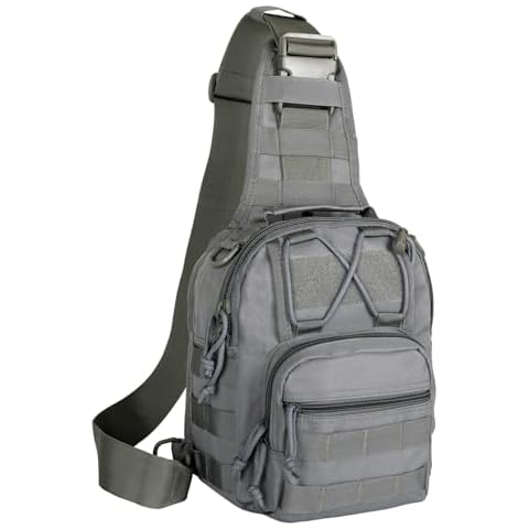Tactical Backpack, Waterproof Military Cross-body Molle Sling Shoulder Backpack Chest Bag for Outdoor Every Day Carry gray Cover