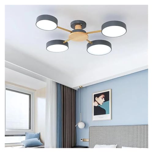 Plafonnier moderne à LED gris 4 têtes pour salon et salle à manger