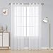 Produktbild Deconovo Vorhang Transparent Gardinen Wohnzimmer Voile Vorhang Ösen 290x140 cm Weiß 2er Set