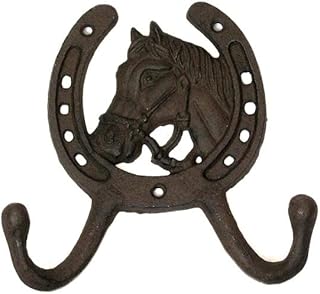 Cast Iron Horseshoe 2-Hook, Brown