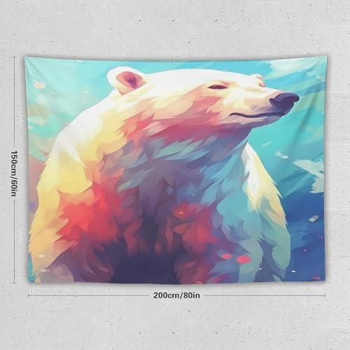 Tapisserie murale ours polaire en polyester resistant lavable format 150x200cm