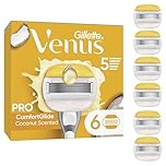Gillette Venus Pro ComfortGlide Women’s Razor Blade Refills, Coconut Scent with Olay Moisture Bars, Pack of 6 Replacement Razor Cartridges