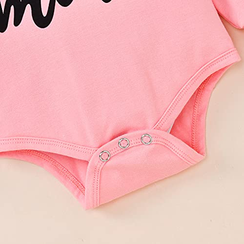 Minifeiko Newborn Baby Girl Mamas Mini Outfits Infant Hoodie Romper Long Sleeve Top + Leopard Pants 2Pcs Sweatsuit Fall Winter Clothes Set（3-6 Months，Pink） #TOP4
