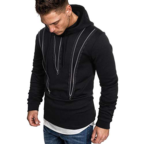 Hoodies Sweatshirt Herren Langarm Kapuzenpulli Patchwork Herbst Winter Kapuzenpullover Slim Fit Oberteil(c-Schwarz,M)