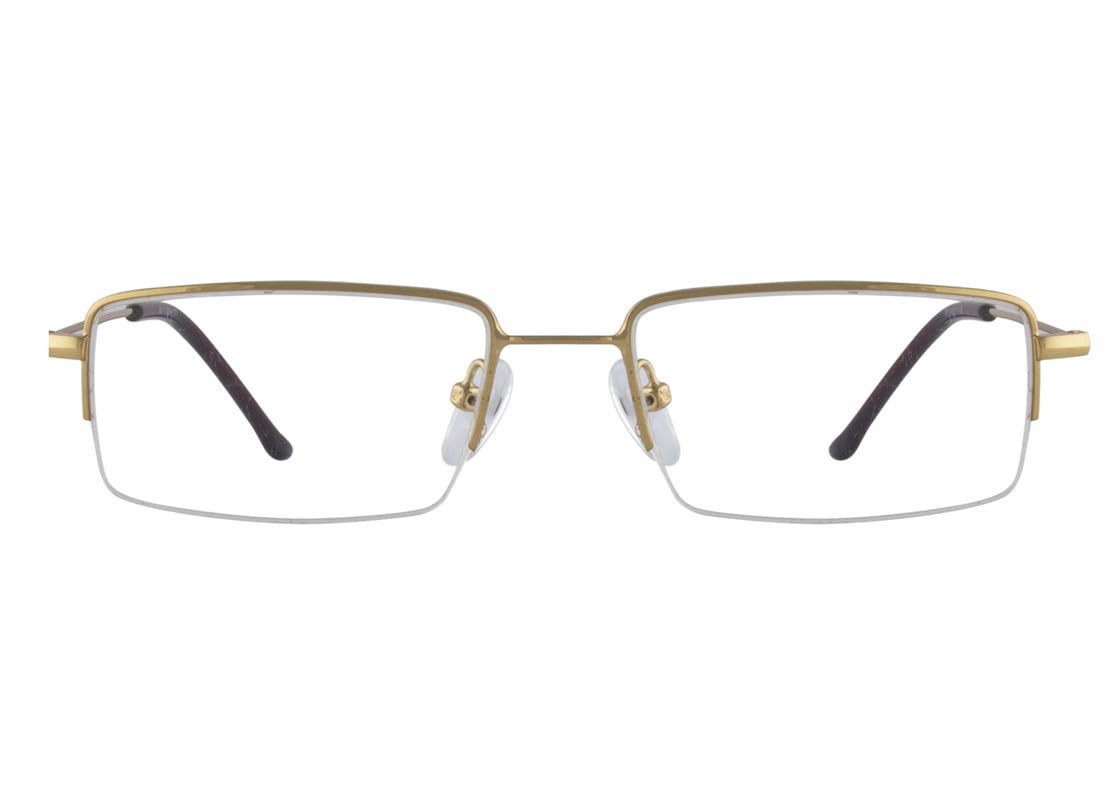 Optilite - Gafas rectangulares semicírculadas unisex con lentes azules y revestimiento antirreflejos para proteger los ojos (dorado, cero potencia, 7011-RC01-RC01-RC01)