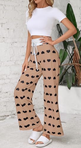 Image of Women Pajama Pants Comfy Lounge Wide Leg Casual Stretch Palazzo Drawstring Pj Bottoms Pants S-3XL