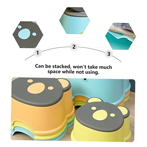 Dikaca 1Pc Small Shoes Chair Low Home Bathroom Lovely Office Pouffe Animal Blue For Bear Baby Step Stool Lightweight Footstool Footrest Cartoon Creative Children Universal #TOP7