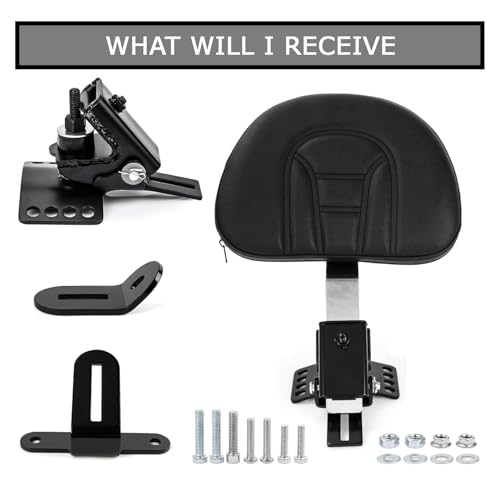 PSLER Plugin Fahrer Rückenlehne Für Touring Modelle 1997-2022, Verstellbares Fahrer-Rückenlehnen Polster Sissy Bar Mit Einer Geschlitzten Basis(Chome)