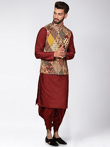 Ensemble veste courte coton homme dhoti bloc de couleurs KISAH - 2