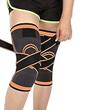 2 Pack Knee Compression Sleeve | Knee Brace for Men & Women | Knee Support for Running, Basketball, Running, Cycling Gym, Workout, Sports (Orange, Large)