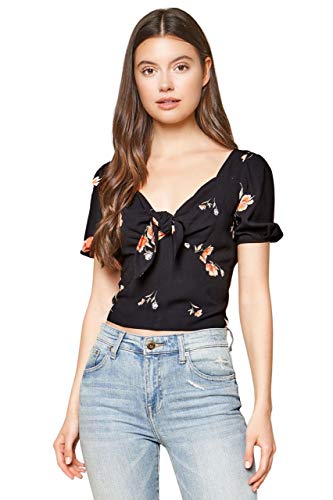 Image of Sugar Lips Women's Girls Just Want to Have Fun Floral Print Tie Front Top