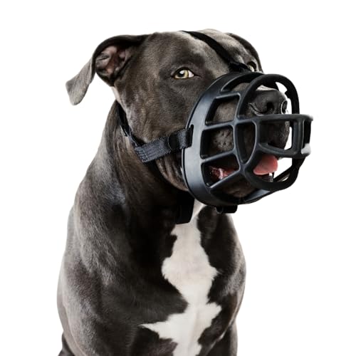 Dog Muzzle – Breathable Basket Muzzle for Small Medium Large Dogs – Prevents Biting, Chewing & Scavenging - Allows Panting & Drinking - Adjustable, Lightweight, Soft & Durable (Large)