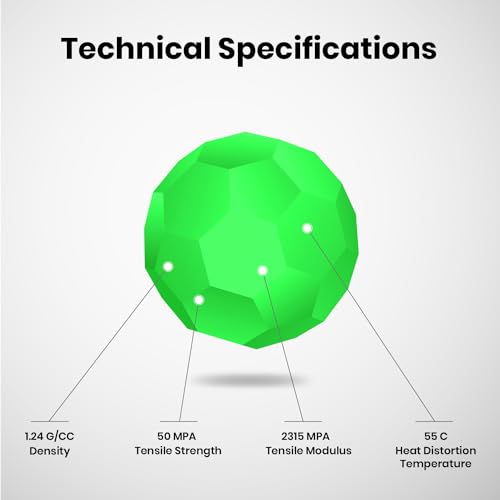 Image of NUMAKERS PLA+ 3D Printer Filament, 1.75mm, Dimensional Accuracy + /- 0.03 mm, 1 kg Spool (2.2 lbs), Compatible with Most FDM Printers (Fluorescent Green)