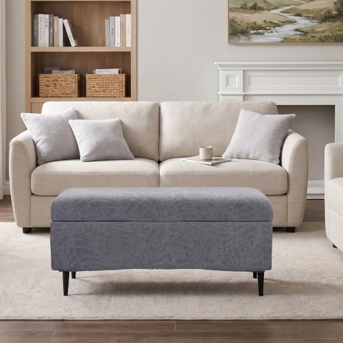 Image of FUANGUI Waterproof Ottoman Cover Slipcovers Rectangular Folding Stretch | Storage Bench Footrest Sofa Stool Covers Footstool Protector with Elastic Bottom, Removable Washable,Medium