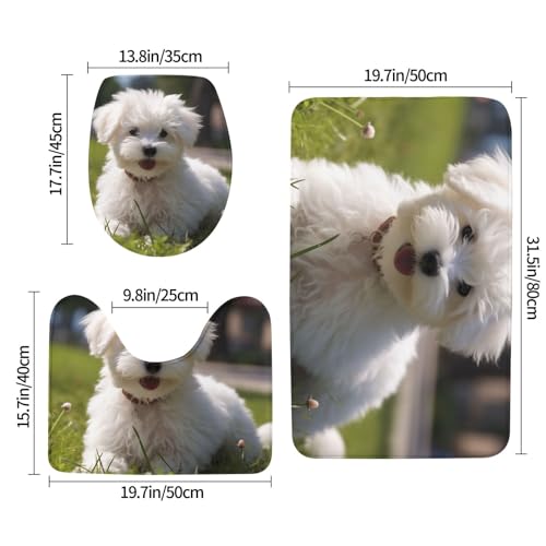 Tapis de bain lavable microfibre absorbante Bichon on the Grass ensemble WC 3 pcs - 3