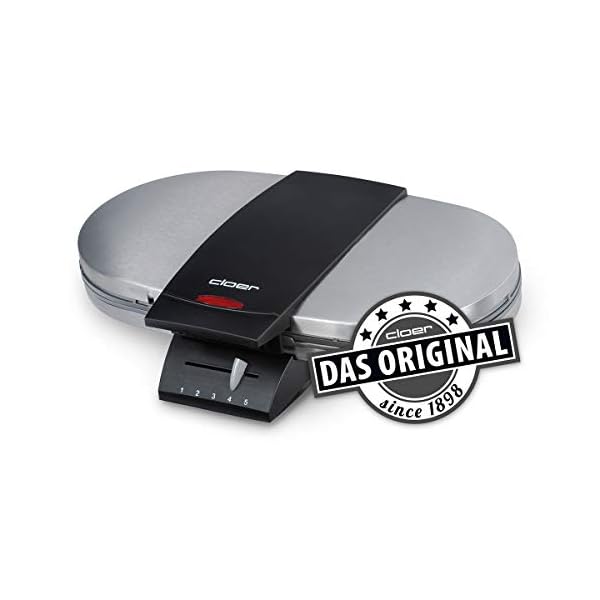 Cloer 1329 Doppelwaffeleisen für zwei Herzwaffeln, 1700 W, Waffelgröße je 15,5 cm, optische Fertigmeldung, mattiertes Edelstahlgehäuse – Bild 3