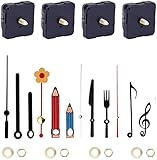 4 Pcs High Torque Long Shaft Clock Movement Mechanism with 4 Pairs Clock Hands,Silent Sweep Quartz...