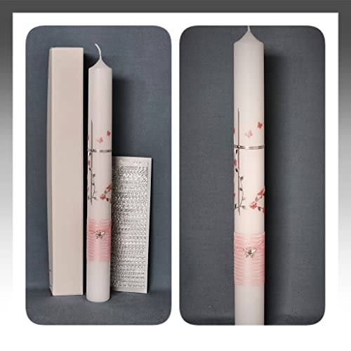 Velas de comunión para bautizo o comunión, incluye caja de almacenamiento, letras y números cursivos - P 76 / VA Cover