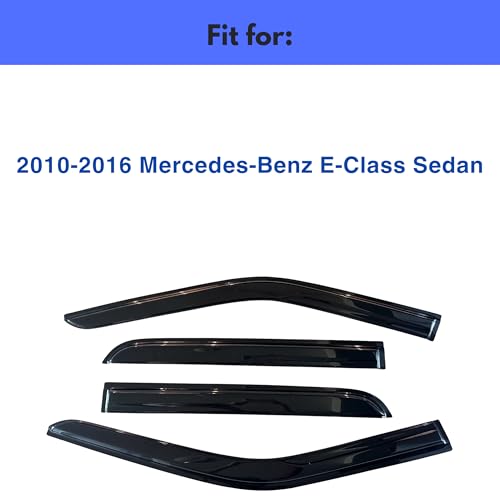 Image of IG Window Visors Fit for 2010-2016 Mercedes-Benz E-Class Sedan, Out-Channel Rain Guards Vent Wind Deflectors 4PC, Car Accessories for 10-16 Mercedes Benz E350 E550 E63 (Sedan Only)