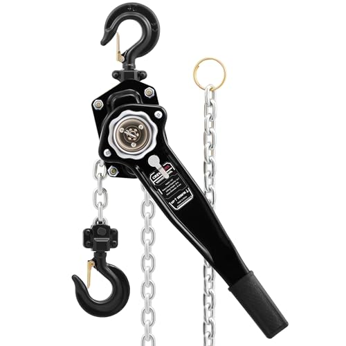 CREWORKS Paranco a Catena Manuale Altezza di Sollevamento 3 Metri Capacità Carico Max 1,5 Tonnellate con Catena Zincata G80 e Ganci Girevoli a 360° per Magazzini Edili Fabbriche