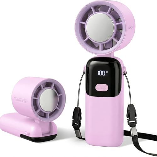Image of Sevenaire S19 Handheld Portable Fan with Ice Touch Cooling- Rechargeable 3600mAh Battery, Personal Fan Portable Instant Chill, Mini Turbo Pocket Fan for Travel /Outdoor /Home /Office (Purple)