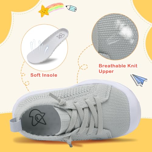 Leisfit Toddler Shoes Boys Girls Barefoot Shoes Kids Breathable Sneakers Tennis Shoes Slip On Shoes Light Grey Size 6 thumb #1