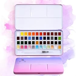 MeiLiang Watercolor Paint Set, 36 Standard Colors and 12 Glittery Colors in Exquisite Carrying Box with Metal Ring and Watercolor Brush, Perfect as Art Gift, Suitable for Beginners, Professionals